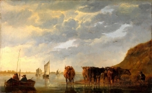 212/cuyp, aelbert - a herdsman with five cows by a river